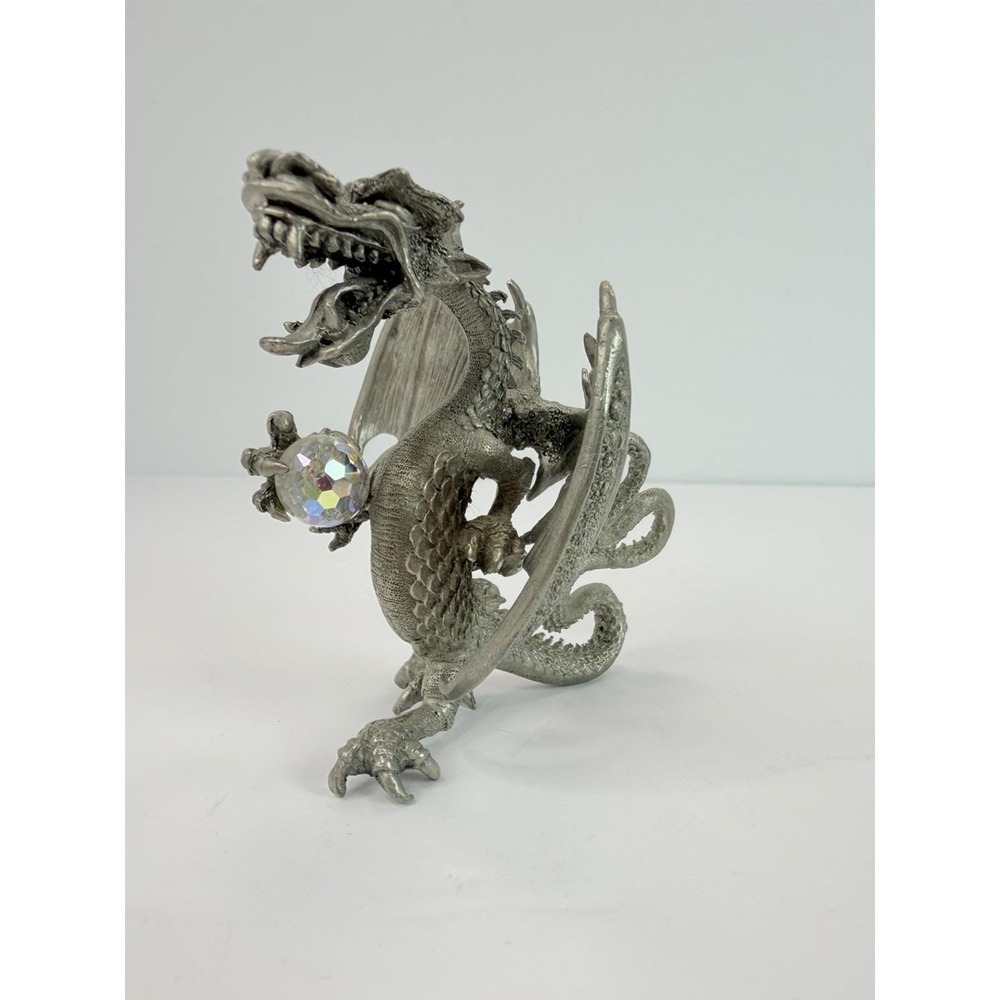 Pewter Dragon Gem Figurine Ray Lamb Mythical Fantasy Beast Miniature D&D Vintage